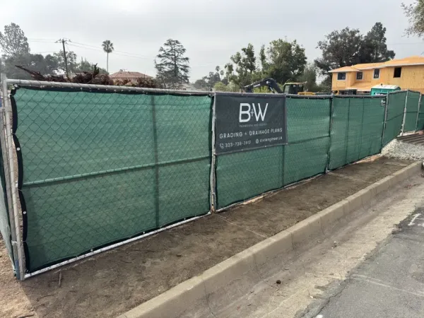 Construction site photo of the Altadena multi-unit fire rebuild on Ganesha Avenue