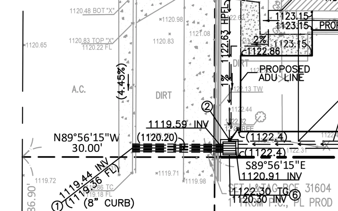 Altadena grading and drainage plan showing contour lines and land shaping