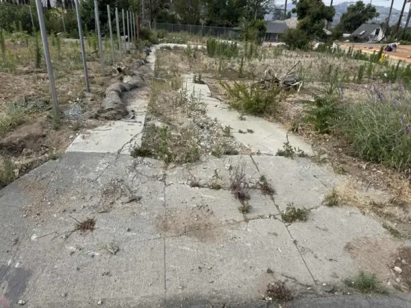 Site slope and grading work showing 11-foot drop from street to rear with constructed flowlines