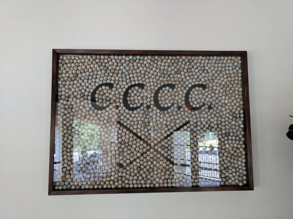 Chevy Chase Country Club golf ball display honoring the club's heritage following our grading plan completion