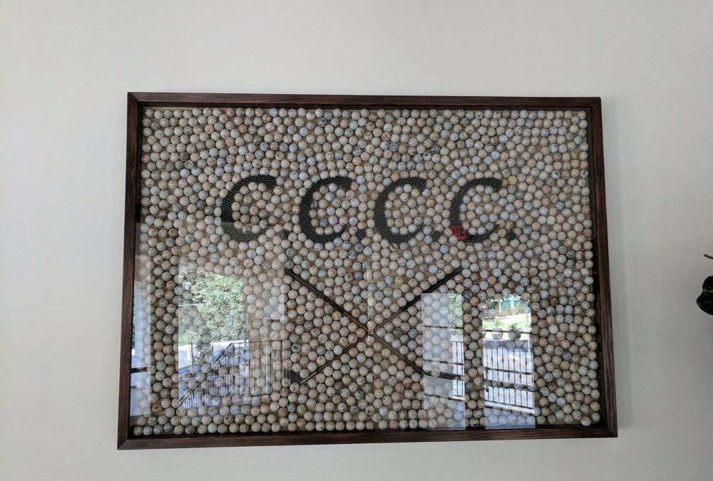 Chevy Chase Country Club golf ball display honoring the club's heritage following our grading plan completion
